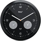 Mebus funk-wandklok met thermometer en hygrometer / geluidsloos, zonder tik-tak geluid / quartz uurwerk / diameter 26 cm