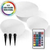 Easymaxx Zonnepanelen set "Stein" plat, 3-delig. 3,2V, wit, met kleurverandering en afstandsbediening.