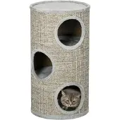 PawHut Paws krabpaal voor katten met 3 niveaus, inclusief sisaltouw, krabvlak, krabpaal voor katten, 38 cm x 38 cm x 70 cm, lichtgrijs