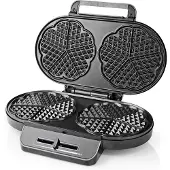 Nedis KAWP110FBK, 2 wafels, Donderdag, Zwart, Zilver, 12 cm, Metaal, Kunststof, Vermogen, Klaar