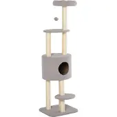 PawHut -Kattenkrabpaal-Hout-45x40x148cm-Grijs