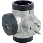 Legrand Draaibare Premium Contactstop - Verdeelstekker 3X2P+A - USB A & C Hub - Randaarde Nederland - Zwart & Wit
