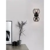 Nova Luce Wandlamp Palmer zwart met smoke glas