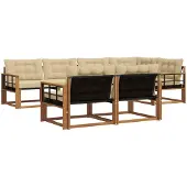 vidaXL Buiten bank set met kussen 7 pcs Natuurlijk en Beige