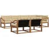 vidaXL Buiten bank set met kussen 7 pcs Natuurlijk en Beige