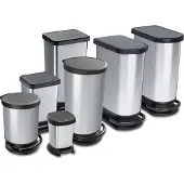 Rotho stapelbare pedaalemmer 40l metallic zilver