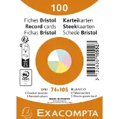 Exacompta 40x Pak 100 steekkaarten onder krimpfolie - Bristol UNI niet geperforeerd 74x105mm - Geassorteerd - 10552E