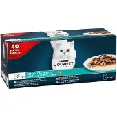 Gourmet PERLE Verfijnde reepjes Zeevruchten Kattenvoer nat, 40x85g