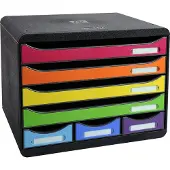 Exacompta STOREBOX Iderama regenboog, 7 open laden A4+ liggend, 27 cm diep, geruisloze uittrekelementen, veiligheidsstop, 25 jaar