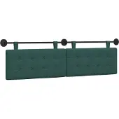 vidaXL Hangend hoofdbord Donkergroen Stof