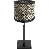 Steinhauer Zwarte tafellamp Stang 3707ZW met draai schakelaar en naturel met zwart bamboe kap