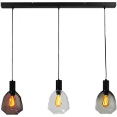 Masterlight 3-lichts hanglamp - zwart - Porto met Nicolette glazen