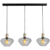 Masterlight 3-lichts hanglamp - goud - Porto met Blossom smoke glazen
