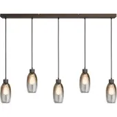 Masterlight Glazen hanglamp Olive 5x Ø 12,5cm - cacao