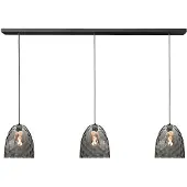 Highlight 3-lichts hanglamp Fantasy zwart met bruin glas recht