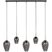 Steinhauer 5 Lichts Hanglamp Haloswap Zwart Met Smoke Glas