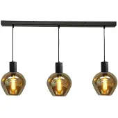 Masterlight Zwarte Hanglamp Eetkamer Bounty 3 Lichts Rond Glas