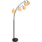 Steinhauer Vloerlamp Bambus 3671ZW Zwart 5 lichts met houten kapjes