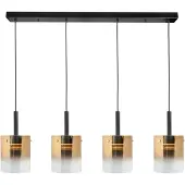Highlight 4 Lichts Hanglamp Salerno Zwart Met Goud Glas