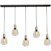 Masterlight 5-lichts hanglamp - goud - Porto met Nicolette clear glazen