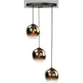 Highlight Hanglamp Fantasy 3 Lichts Zwart Met Bruin Glas