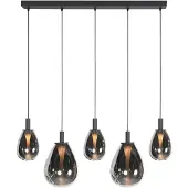 Mexlite Hanglamp Glimsy 5-lichts zwart met smoke glas