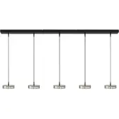 Masterlight 5-lichts hanglamp Imperia 160cm zwart met nikkel