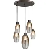 Masterlight Vide hanglamp Olive met 5 glazen - cacao - Ø50cm