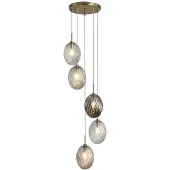 Searchlight 5-lichts hanglamp Whirl rond gekleurd glas