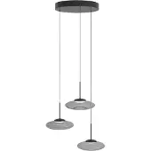 Lyora 3-lichts hanglamp Bounto zwart rond helder glas