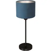 Mexlite Tafellamp Noor 4428ZW – Mat zwart met blauwe velours kap