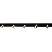 Masterlight Plafondlamp zwart Bounce met 5 gouden spots