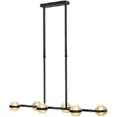 Highlight Hanglamp Dynasty Zwart 5 Lichts Amber Glas