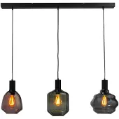 Masterlight 3-lichts hanglamp - zwart - Porto met verschillende glazen