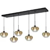 Masterlight 6-lichts hanglamp Genua zwart met goud glas Ø 24cm