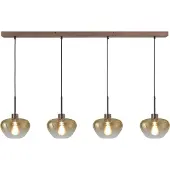 Masterlight 4-lichts hanglamp Genua bruin met goud glas Ø 24cm