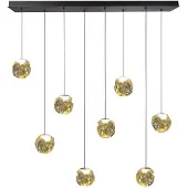 Highlight Hanglamp Melina zwart met amber glas recht 8-lichts