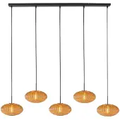 Mexlite HaloSwap 4286ZW – Zwarte langwerpige hanglamp met warme amberkleurige glazen