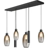 Masterlight Glazen hanglamp Olive 4x glas - 2x Run - zwart