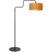 Steinhauer Zwarte vloerlamp Bloeba 4168ZW met goud velours kap