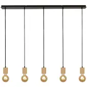 Searchlight Houten plafondlamp Spinny 5-lichts