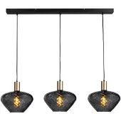 Masterlight 3-lichts hanglamp - goud - Porto met Blossom clear glazen
