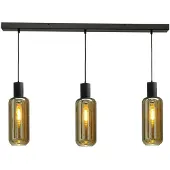 Masterlight Zwarte hanglamp eetkamer Bounty 3-lichts cilindrisch glas