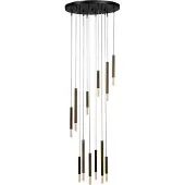 Masterlight Zwarte vide hanglamp Flute 12-lichts design cilinders