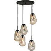 Masterlight Vide hanglamp Lava 5x goud glas Ø 22,5cm