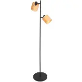 Steinhauer Vloerlamp Bambus 3670ZW Zwart 2 lichts met houten kapjes