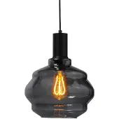 Masterlight Hanglamp zwart Porto met Ball smoke glas - Ø 24cm