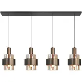 Highlight 4 Lichts Hanglamp Marrone Zwart Met Koper Brons