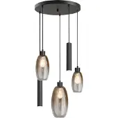 Masterlight Vide hanglamp Olive 3x glas - 2x Run - zwart - Ø50cm