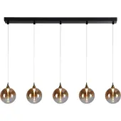 Searchlight Alchemy 5-lichts hanglamp Zwart Metaal en Amber Glas